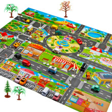 Drömmatta för barn – Modern stadsparkeringsmatta (132 x 91 cm), pedagogisk trafik- och vägskyltsmatta, kompatibel med STEM-inlärning