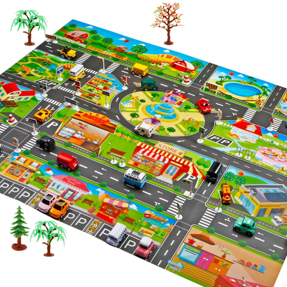 Kids Dream Mat – Modern City Toy Parking Lot Playmat Rug, 51"x39", Compatible with Educational Traffic Pretend Play & Parent-Child Interaction
