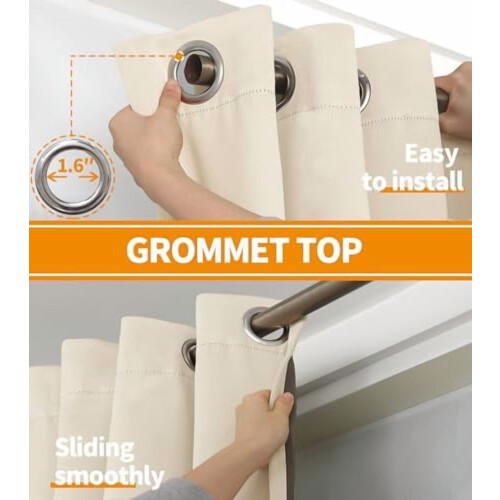 White Blackout Thermal Curtains with Grommets, 2 Panels, 2