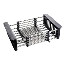 Expandable Dish Drying Rack, Over the Sink Dish Rack, Counter Dish Drainer, Rust Stainless Steel for Kitchen - Black