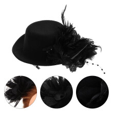 Chapeau bibi noir à pois et nœud en perles