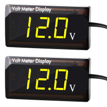 2PCS DC 5-30V Digital Voltmeter, 12V LED Display, Waterproof Voltage Gauge for Car/Motorcycle (Yellow Light), compatible with 12V systems