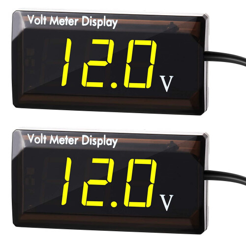2 τεμάχια ψηφιακό βολτόμετρο DC5-30V, οθόνη LED 12V, αδιάβροχο μετρητή τάσης για