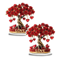 yocbz 2D Flower Acrylic Sign Decorative Plaque Desktop Display with Base Unique Table Centerpiece for Office Cabinet Porch Cafe, Pack of 2