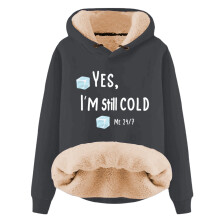 Dámská teplá mikina s kapucí YES I'm Cold ME247Tisk, útulný zimní svetr, ležérní top s dlouhým rukávem, vtipné mikiny