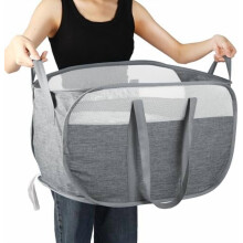 Collapsible Laundry Basket, Tear-Proof Pop-Up Hamper with Dual Handles, Foldable & Portable for Home, Dorm, Travel – Grey