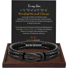 Geflochtenes Armband aus braunem Leder für Herren – „Für immer liebe ich dich“-Unendlichkeitsarmband, Geburtstags-/Vatertagsgeschenk für