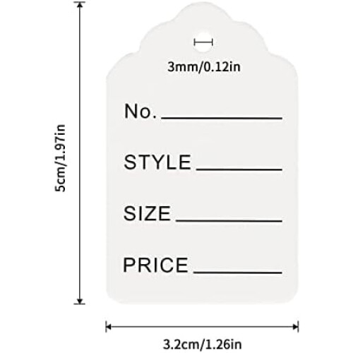 1000 τεμάχια λευκές ετικέτες τιμών (2" x 1,3"), ετικέτες ρούχων από χαρτί kraft για 1