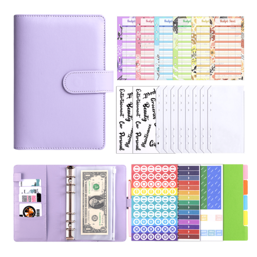 Caderno A6Macaron em couro PU com estojo com zíper 1