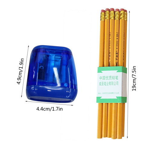 Plastic Colored Transparent Pencil Sharpener and Pencil Set - 4pc Pencil Sharpener and 10pc Pencil 1