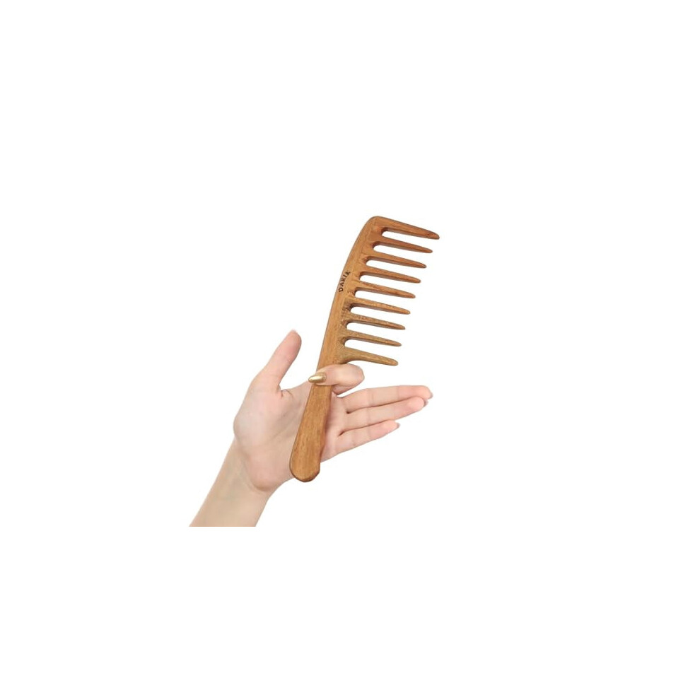 Unisex Handmade Wide Tooth Wooden Comb For Curls Â Natural Vintage, Anti-Static, Gentle Detangling (Extra Wide Tooth)