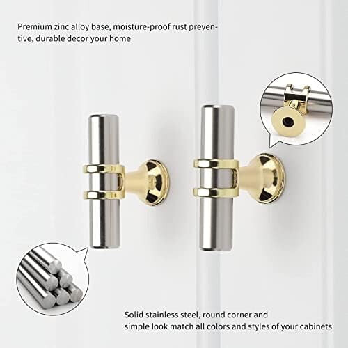 Cabinet Handles and Knobs 16-Pack Brushed Nickel Gold Zinc 2