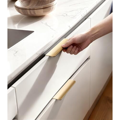 Cabinet Edge Pulls Matte Brushed Gold 7.87 in Pack of 5 1