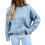 Winterstrickpullover für Damen 2025, lässiger Rundhals-Pullover mit langen Ärmeln, hellblau 1
