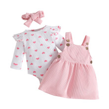 Kinderkleiderset, bedrucktes Herbst- und Winterkleid für Kinder mit fliegenden Ärmeln, Rundhalsausschnitt, langärmeligem Pullover und Rockset