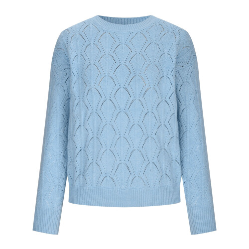 Winterstrickpullover für Damen 2025, lässiger Rundhals-Pullover mit langen Ärmeln, hellblau 1