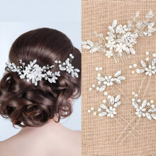 piezas de peinetas para el cabello de boda, horquillas para el cabello de novia, accesorios para el cabello con perlas de cristal, adorno para el