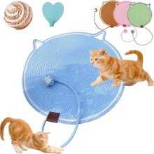 2026 New Dual Scratching Pad for Cats, Cotton Rope Cat Scratching Pads, Large Size Cat Scratching Cat Scratcher Mat with Toy