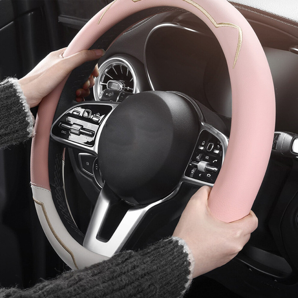 Sports Car Steering Wheel Cover - Non-Slip Silicone, Thin Lightweight, All-Season, Universal Fit For 36-40Cm Wheels Pink 9496895888914