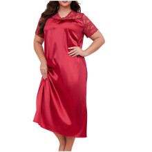 Női plus size laza pizsama - nejlon spandex, hűvös selyem tapintású, csipke szegéllyel, rövid ujjú (XL-5XL), lélegző pizsama, kompatibilis