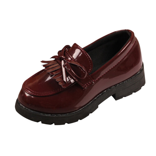 Δερμάτινα παπούτσια Hunpta για παιδιά κορίτσια Slip-on δερμάτινα μοκασίνια με φούντα 1