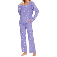 Conjunto de pijama de manga larga para mujer, ropa de dormir informal, top holgado y pantalón, ropa de casa, tallas S-3XL