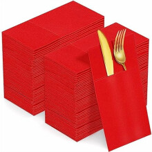 Röda engångsservetter av papper, 100-pack, 40x40 cm, tygliknande, fickvikbara, för bröllop, fester, hotell, badrum och kök