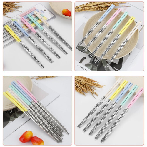 Baguettes réutilisables en acier inoxydable (5 paires) 1