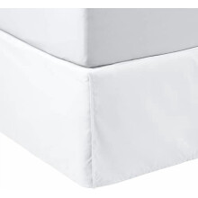 Jupe de lit plissée légère, 1 place, blanc éclatant, unie