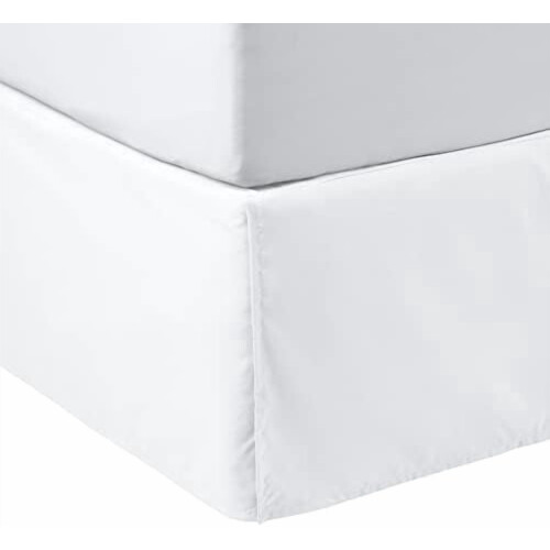 Jupe de lit plissée blanche éclatante – Taille standard
