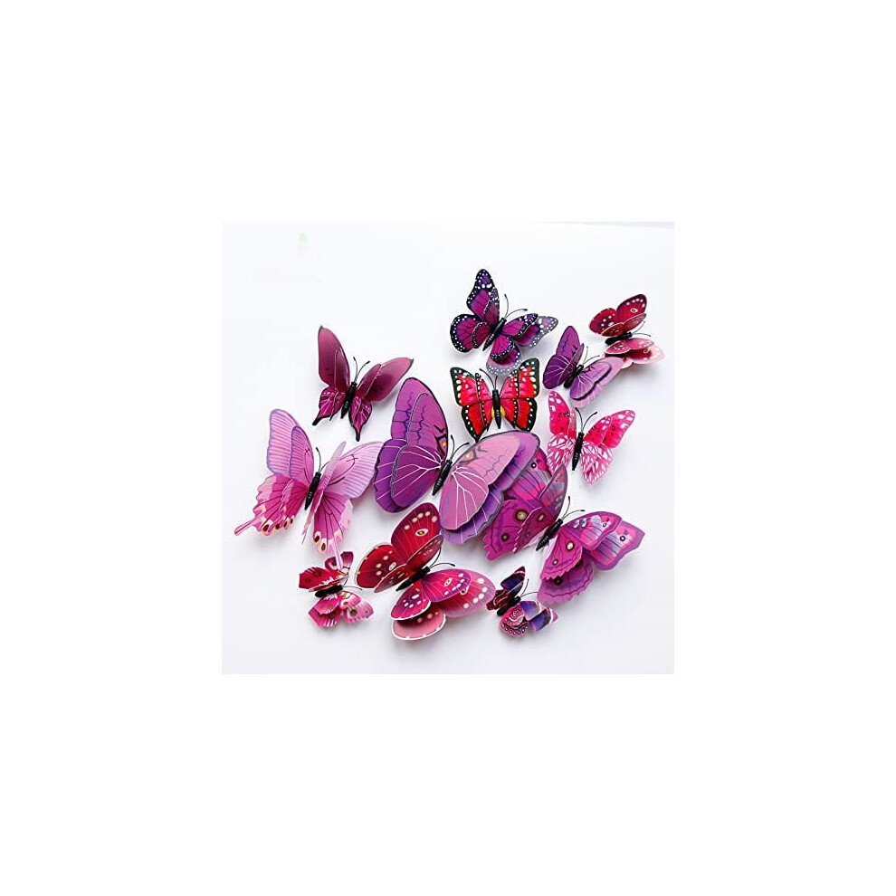Butterfly Wall Decor Purple 3D Magnetic Stickers 24 Pcs 9132278237985