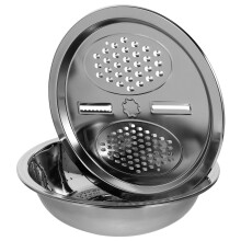 OUNONA1Set Metall-Gemüsereibe mit Edelstahlkorb, vielseitig einsetzbar, Küchen-Lebensmittelsieb