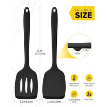 2-Pack Silicone Spatula Turners, Non-Stick & Heat-Resistant, BPA-Free, Slotted Design for Fish/Eggs/Steak/Pancakes (Black)