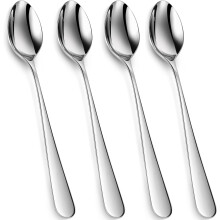 Ensemble de 4 cuillères à soupe et à café en acier inoxydable poli miroir de 18,3 cm (7,2 pouces) pour la maison, la cuisine et le restaurant.