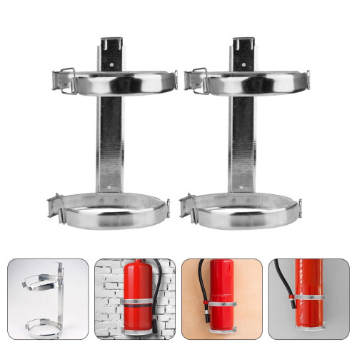 Tineasur Iron Fire Extinguisher Rack Silver Sturdy Storage Stand 2Pcs 2