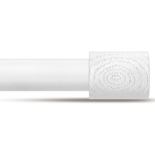 Varões de cortina brancos ajustáveis de 28 a 48 polegadas (71 a 122 cm), com 1 polegada (2,5 cm) de diâmetro, resistentes, com ponteiras modernas,
