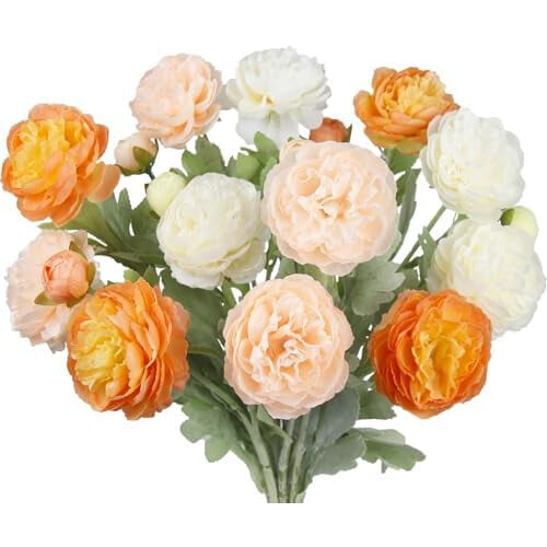 Silk Peony Roses Single Stem 6 pcs