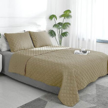 Ensemble de courtepointe réversible pour lit simple (1 courtepointe + 1 taie d'oreiller), en microfibre douce et résistante à l'eau et aux taches,