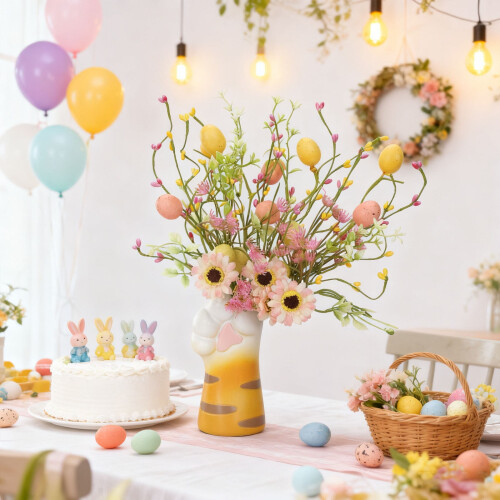 Artificial Easter Flower Stem with Coloured Eggs, 15 Inch 2