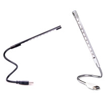 Magnifique lampe LED flexible USB à col de cygne avec interrupteur tactile pour bureau et lecture, 10 LED argentées