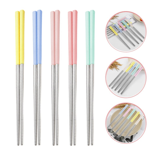 Baguettes réutilisables en acier inoxydable (5 paires) 2