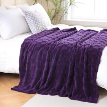 Dyb lilla fleece tæppe 122 x 152 cm