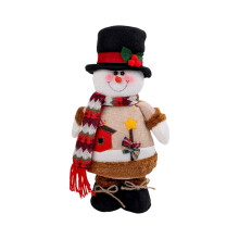 Christmas Shelf Sitters: Plush Santa, Snowman & Reindeer Figurines for Table, Fireplace, Indoor Decor (Snowman)