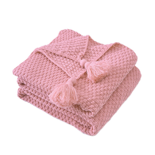 Knitted Sofa Blanket Pink Acrylic 100x70x5cm 1