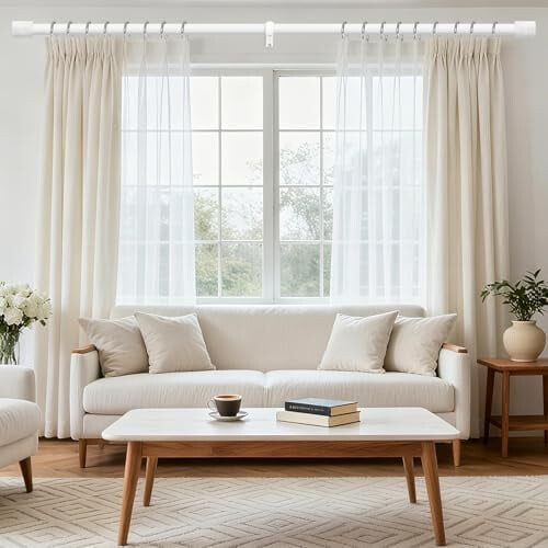 Varões de cortina brancos ajustáveis de 28 a 48 polegadas (71 a 122 cm), com 1 polegada (2,5 cm) de diâmetro, resistentes, com ponteiras modernas, 1