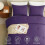 King Size Purple Comforter Set 3pcs Breathable Quilted Down 3