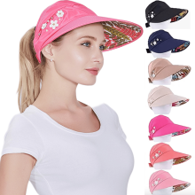 Solhatter for kvinner med bred brem, UV-beskyttelse, pakkevennlig visir for sommerstrand