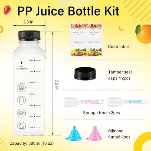 473 ml återanvändbara juiceflaskor med lock (24-pack) 1