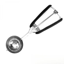 BPA-Free Stainless Steel Cookie Scoop #60 (1 TBSP), Soft Grip Handle, Easy Release, Even Portions, Multipurpose Melon Baller & Meatball Scoop, Black