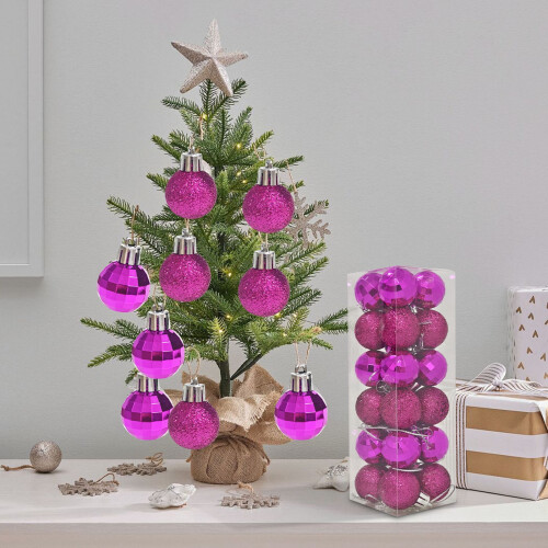 24pcs White Christmas Tree Baubles, 3cm Shatterproof 1